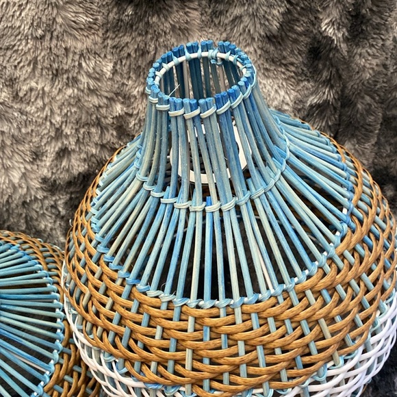 NIB 2 Unique Royal Blue Rattan Pendant Light Handwoven
Round Lamps - Picture 5 of 16